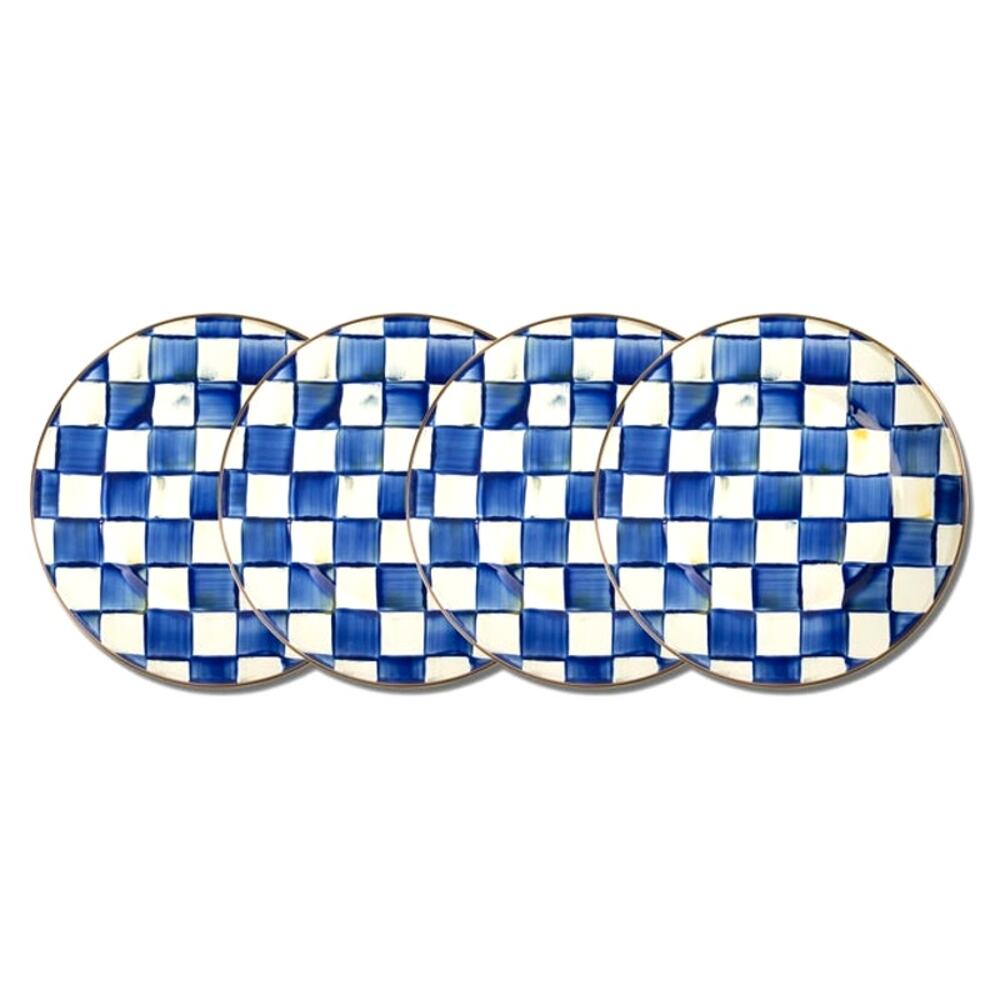 NEW Mackenzie-Childs Royal Check Dinner Plates, Set of 4